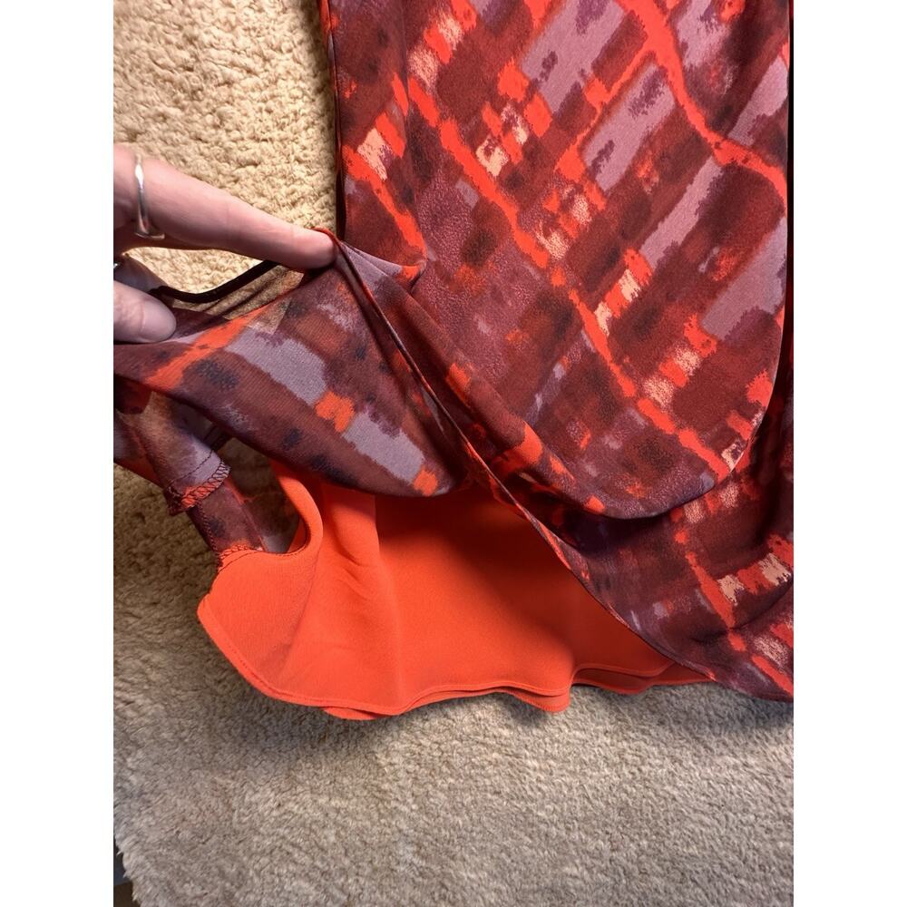 CABI Tank Top Shell Sz M Red Printed Layering‎ Adjustable Career Business Casual - Picture 13 of 16